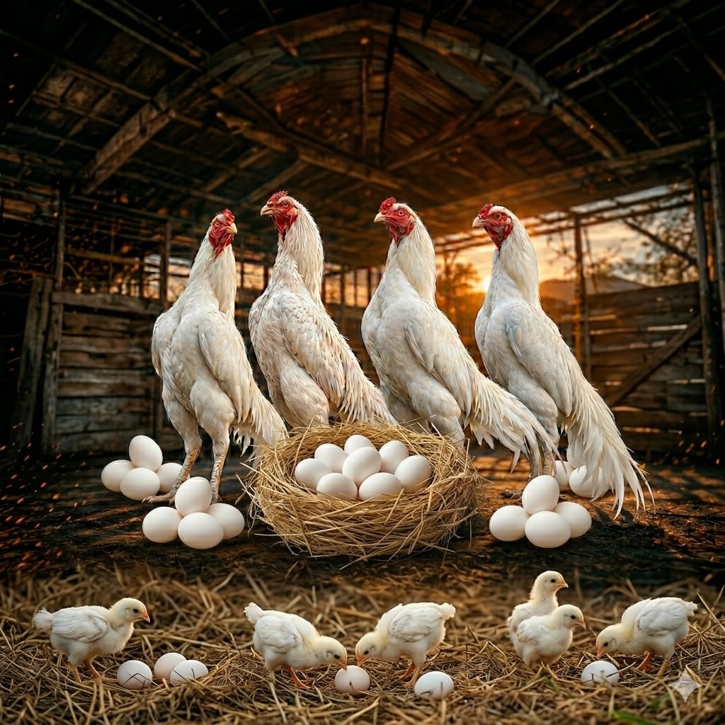 Pure White King O Shamo Aseel Eggs, 1-Week Chicks, 1-Month Chicks & Breeders for Sale in Islamabad, Pakistan
